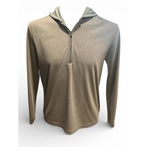 johnnie-O Finney Golf Hoodie Quarter Zip Pullover Gray Performance M Corp Logo‎